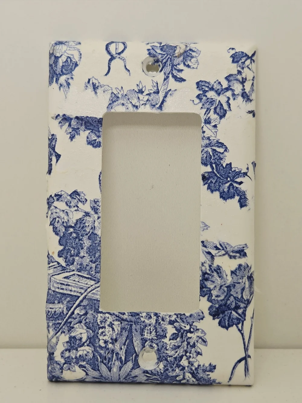 Blue Toile Decorative Light Switch Plate and Outlet Cover Set - Home Wall Decor